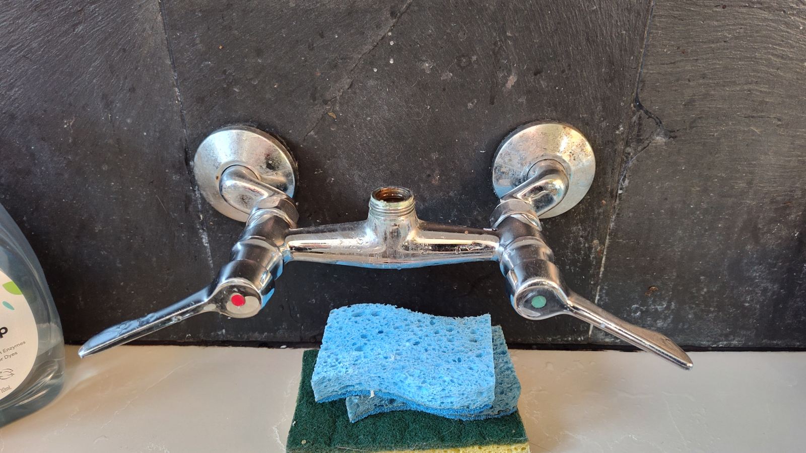 Wall-mount faucet swap, in progress
